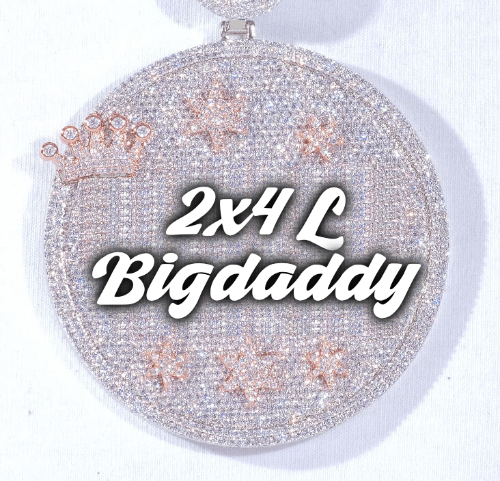 CUSTOM LETTER NECKLACE 3D BIG CROWN DISC