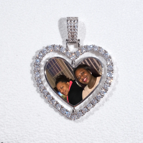 3D Spinning 2-Faced Heart Custom Picture Pendant