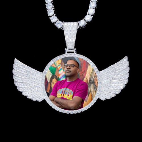 925S & VVS Moissanite 3D Wing Custom Picture Pendant