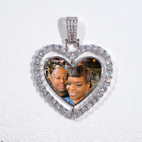 3D Spinning 2-Faced Heart Custom Picture Pendant