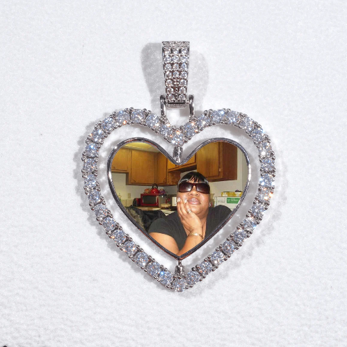 3D Spinning 2-Faced Heart Custom Picture Pendant