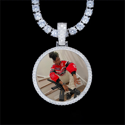 925S & VVS Moissanite 3D Circle Custom Picture Pendant