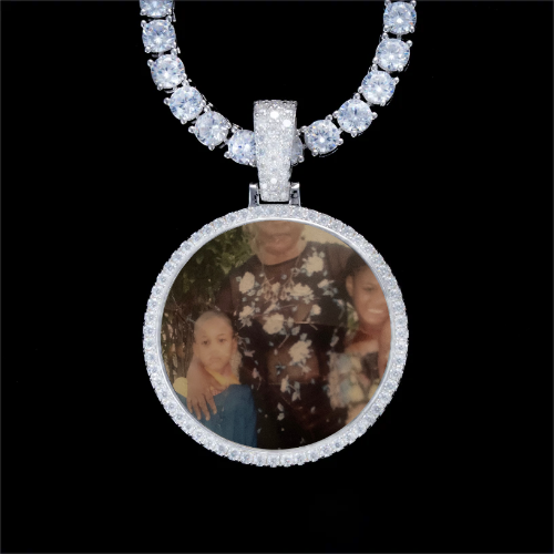 925S & VVS Moissanite 3D Circle Custom Picture Pendant
