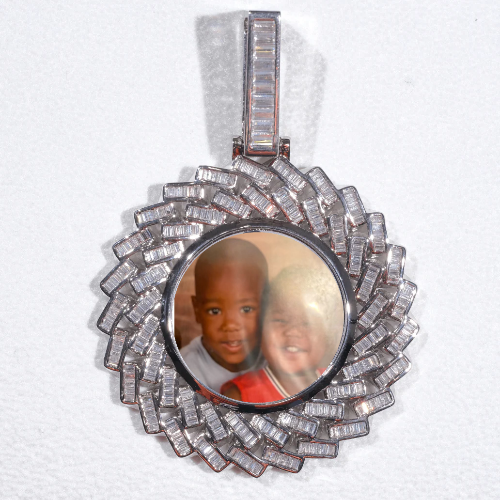 Large 3D Baguette Custom Picture Pendant