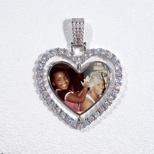 3D Spinning 2-Faced Heart Custom Picture Pendant