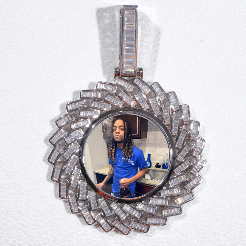 Large 3D Baguette Custom Picture Pendant