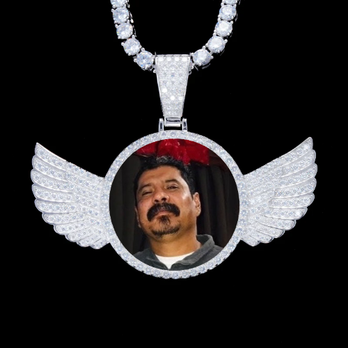 925S & VVS Moissanite 3D Wing Custom Picture Pendant