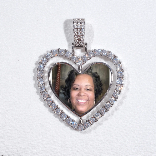 3D Spinning 2-Faced Heart Custom Picture Pendant