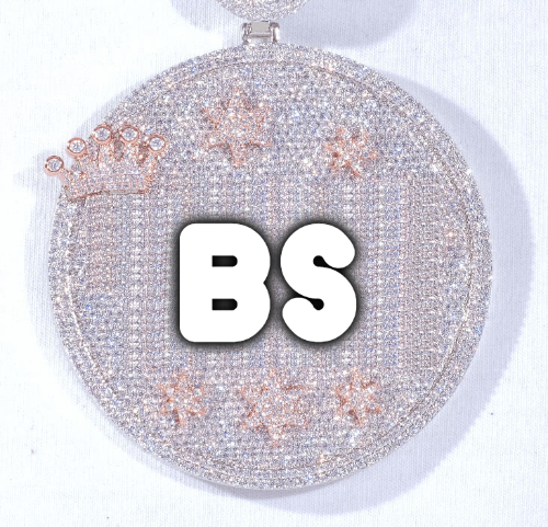 CUSTOM LETTER NECKLACE 3D BIG CROWN DISC