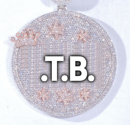 CUSTOM LETTER NECKLACE 3D BIG CROWN DISC