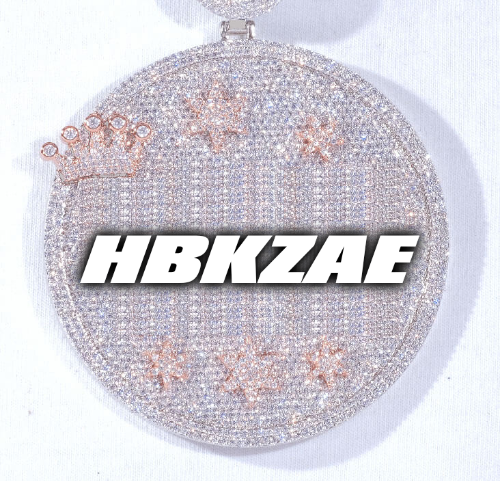 CUSTOM LETTER NECKLACE 3D BIG CROWN DISC