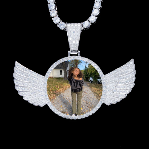 925S & VVS Moissanite 3D Wing Custom Picture Pendant