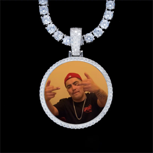 925S & VVS Moissanite 3D Circle Custom Picture Pendant