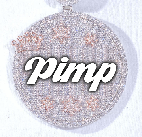 CUSTOM LETTER NECKLACE 3D BIG CROWN DISC