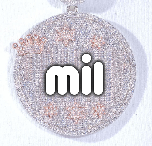 CUSTOM LETTER NECKLACE 3D BIG CROWN DISC