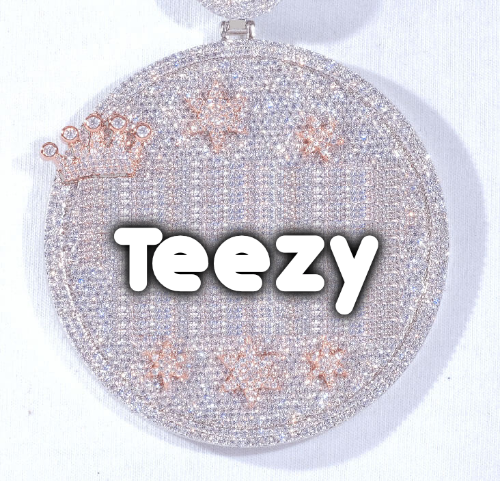 CUSTOM LETTER NECKLACE 3D BIG CROWN DISC