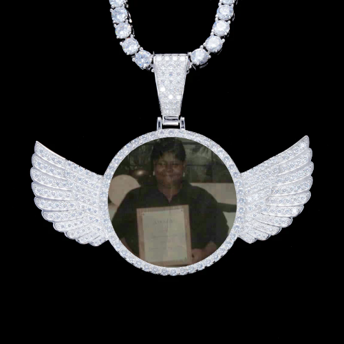 925S & VVS Moissanite 3D Wing Custom Picture Pendant