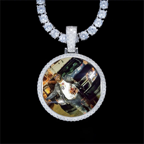 925S & VVS Moissanite 3D Circle Custom Picture Pendant