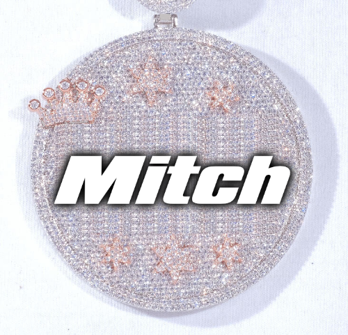 CUSTOM LETTER NECKLACE 3D BIG CROWN DISC