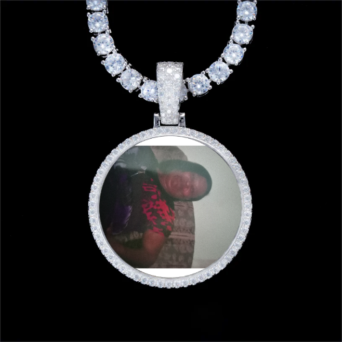 925S & VVS Moissanite 3D Circle Custom Picture Pendant