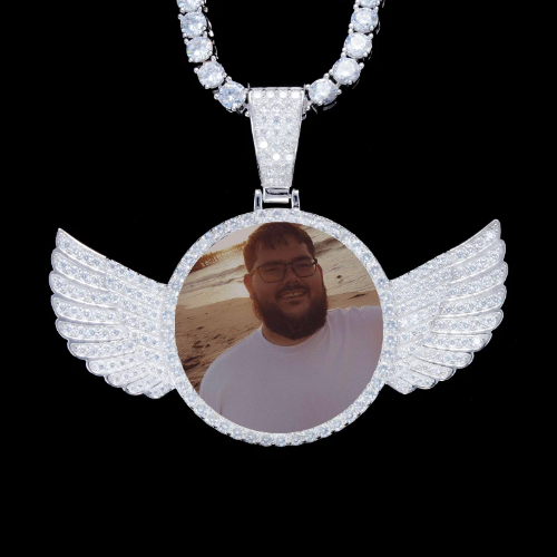 925S & VVS Moissanite 3D Wing Custom Picture Pendant