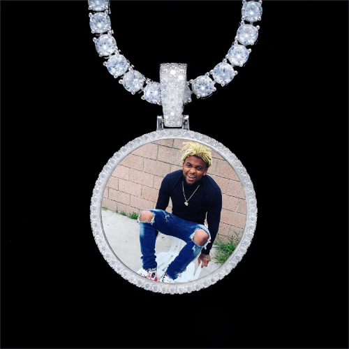 925S & VVS Moissanite 3D Circle Custom Picture Pendant