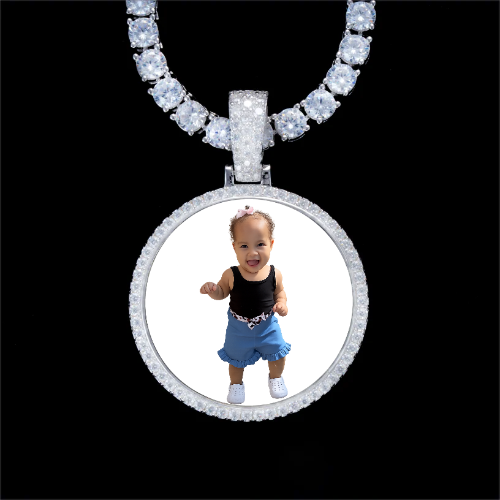 925S & VVS Moissanite 3D Circle Custom Picture Pendant