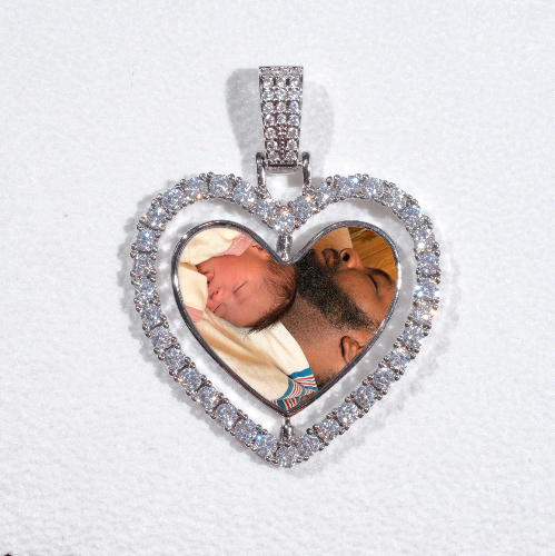 3D Spinning 2-Faced Heart Custom Picture Pendant