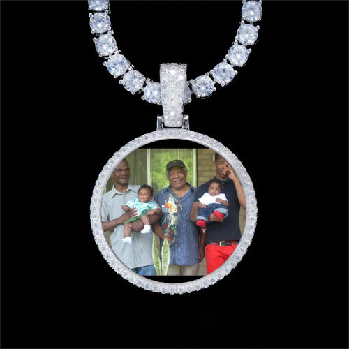 925S & VVS Moissanite 3D Circle Custom Picture Pendant