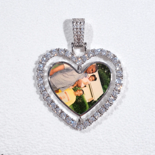 3D Spinning 2-Faced Heart Custom Picture Pendant