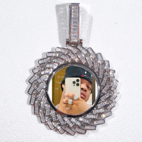 Large 3D Baguette Custom Picture Pendant