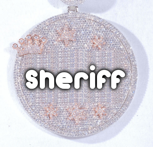 CUSTOM LETTER NECKLACE 3D BIG CROWN DISC