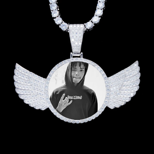 925S & VVS Moissanite 3D Wing Custom Picture Pendant