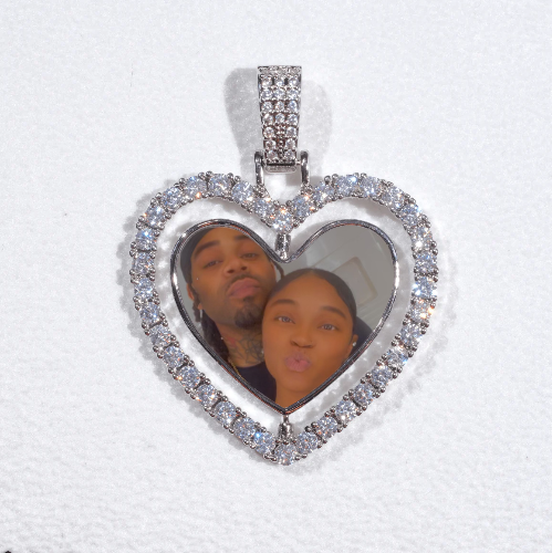 3D Spinning 2-Faced Heart Custom Picture Pendant