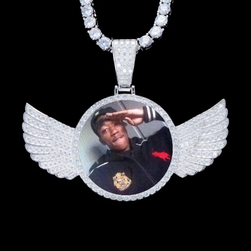 925S & VVS Moissanite 3D Wing Custom Picture Pendant
