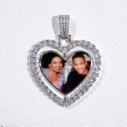 3D Spinning 2-Faced Heart Custom Picture Pendant