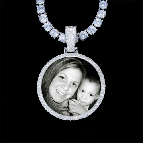 925S & VVS Moissanite 3D Circle Custom Picture Pendant