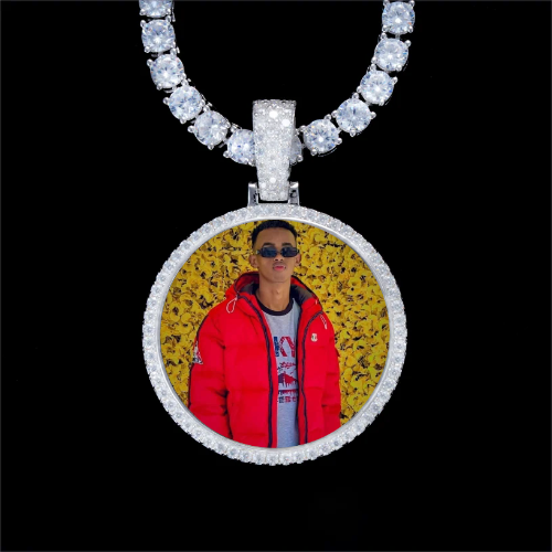 925S & VVS Moissanite 3D Circle Custom Picture Pendant