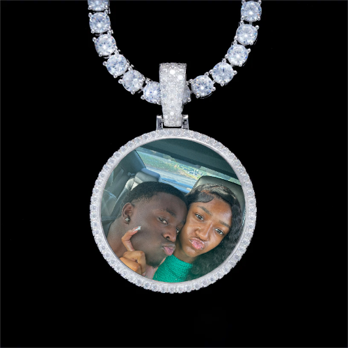925S & VVS Moissanite 3D Circle Custom Picture Pendant
