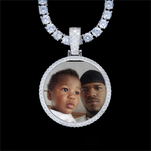 925S & VVS Moissanite 3D Circle Custom Picture Pendant