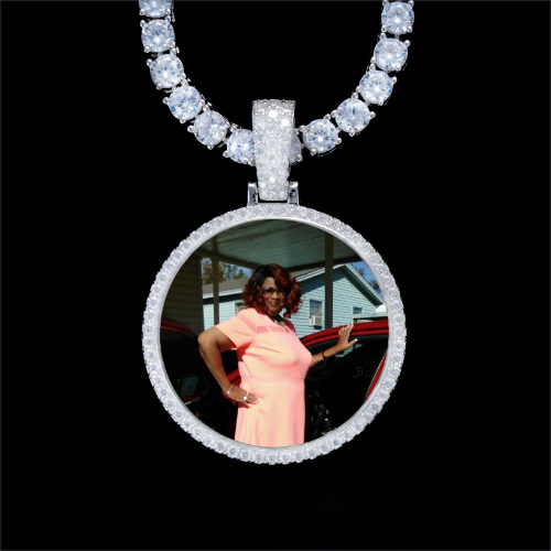 925S & VVS Moissanite 3D Circle Custom Picture Pendant