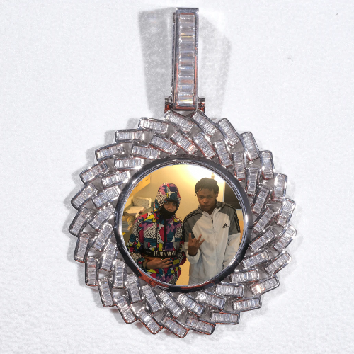 Large 3D Baguette Custom Picture Pendant
