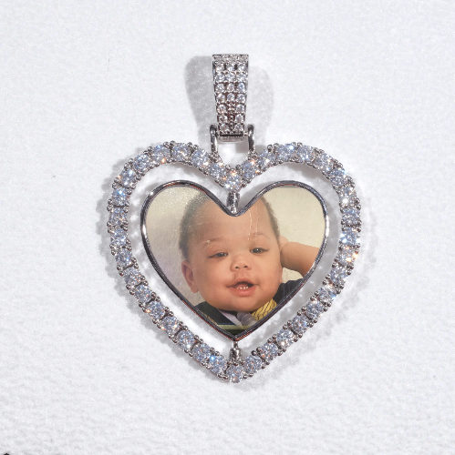 3D Spinning 2-Faced Heart Custom Picture Pendant