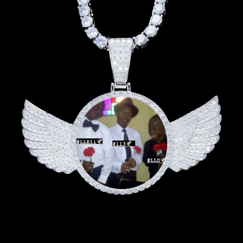 925S & VVS Moissanite 3D Wing Custom Picture Pendant