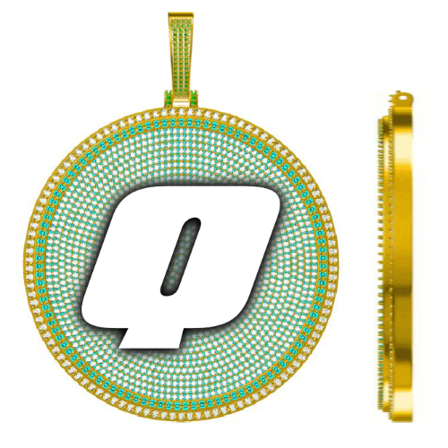 CUSTOM LETTER NECKLACE 3D BIG DISC