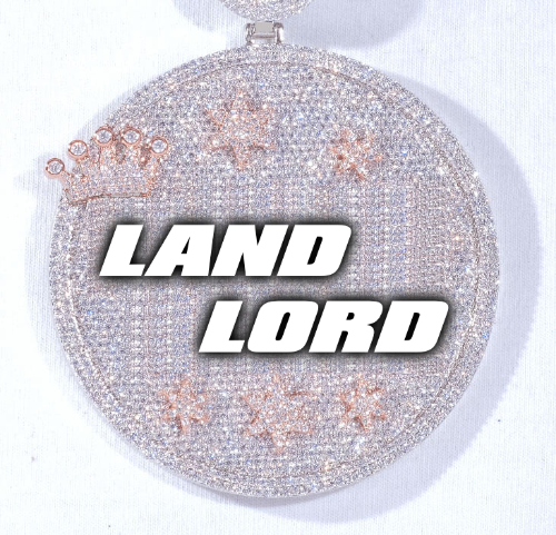 CUSTOM LETTER NECKLACE 3D BIG CROWN DISC