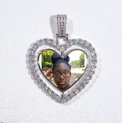 3D Spinning 2-Faced Heart Custom Picture Pendant