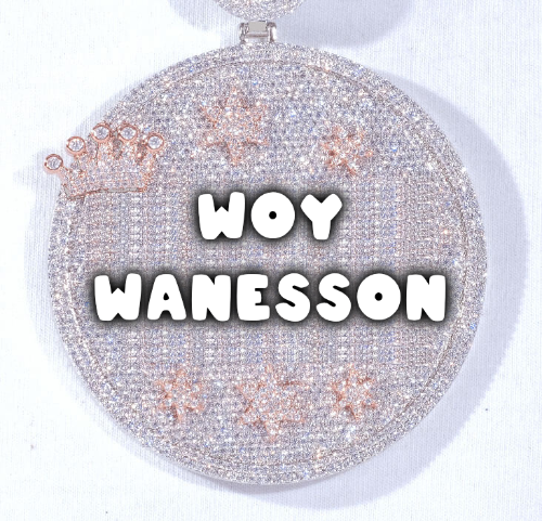 CUSTOM LETTER NECKLACE 3D BIG CROWN DISC