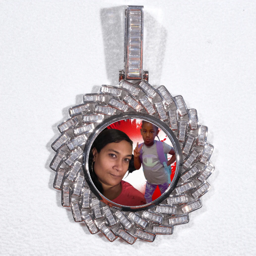 Large 3D Baguette Custom Picture Pendant