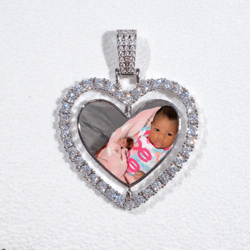 3D Spinning 2-Faced Heart Custom Picture Pendant